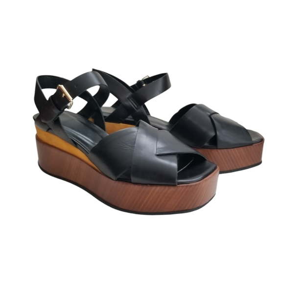 Paul Smith Black Platform Sandals Cross Over Slingback Open Toe Sandals 6.5 - Picture 4 of 15
